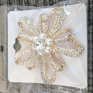 Crystal Rhinestone Floral Brooch | Statement Flower Pin | Multiple Colors